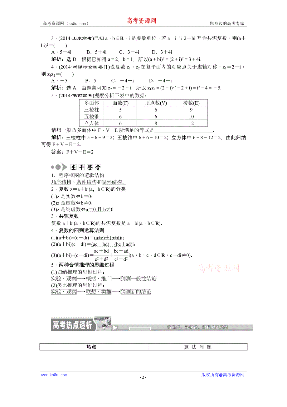 《创新方案》2015届高考数学（新课标版理）二轮复习专题讲解 专题六算法、复数、推理与证明、概率与统计 WORD版含解析.doc_第2页