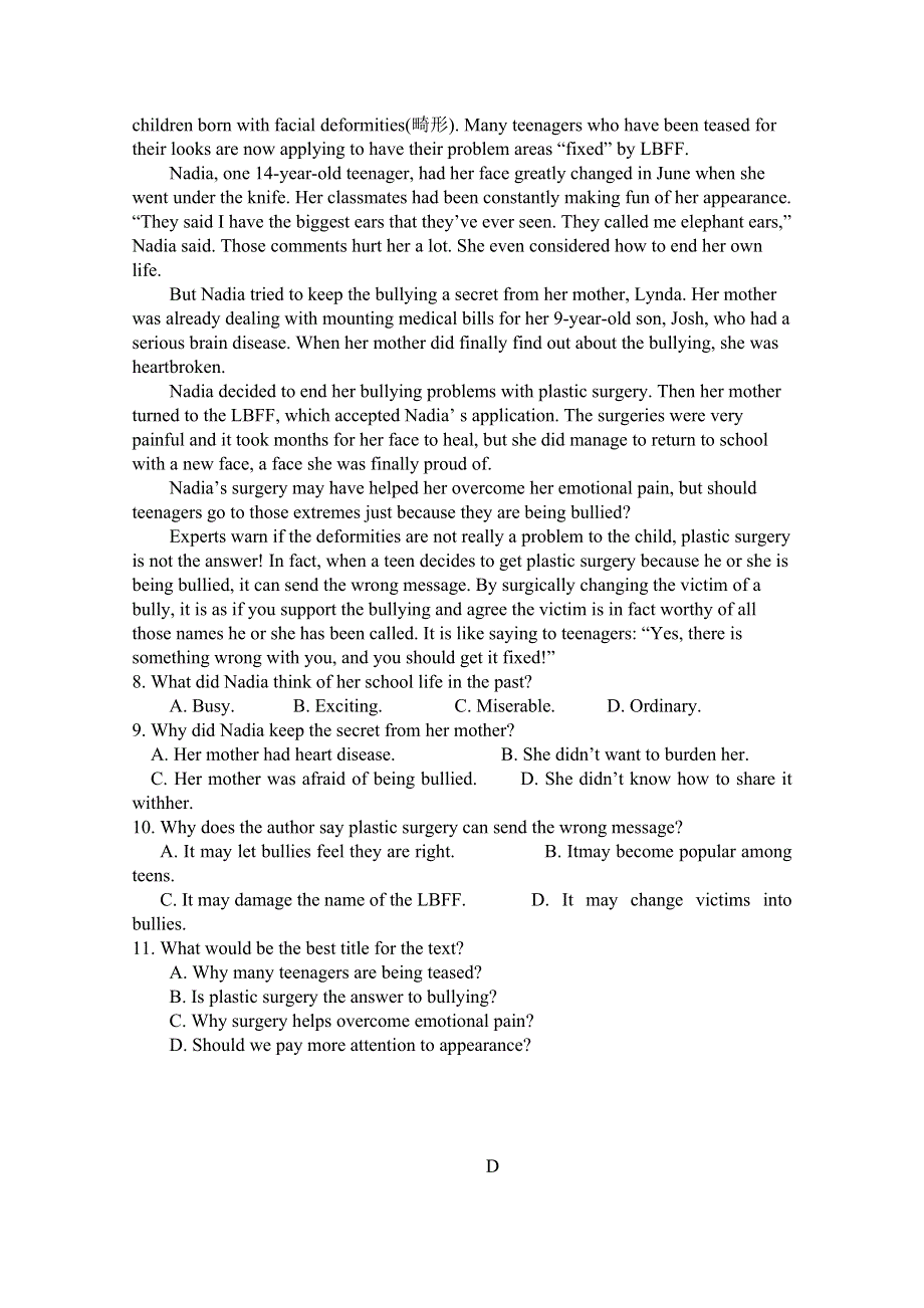 云南省昆明市寻甸县民族中学2021届高三上学期假期检测英语试卷 WORD版含答案.doc_第3页