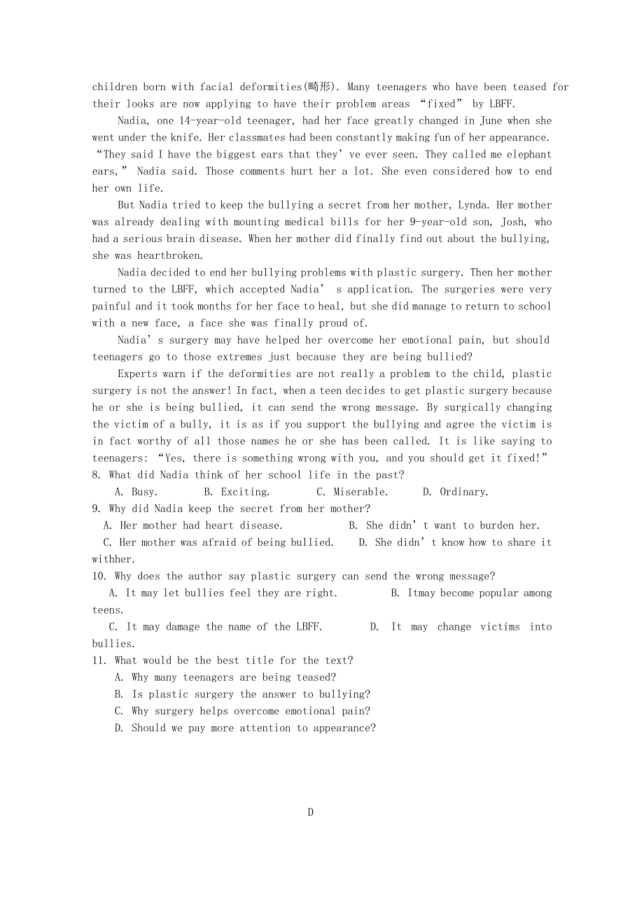 云南省昆明市寻甸县民族中学2021届高三英语上学期假期检测试题.doc_第3页