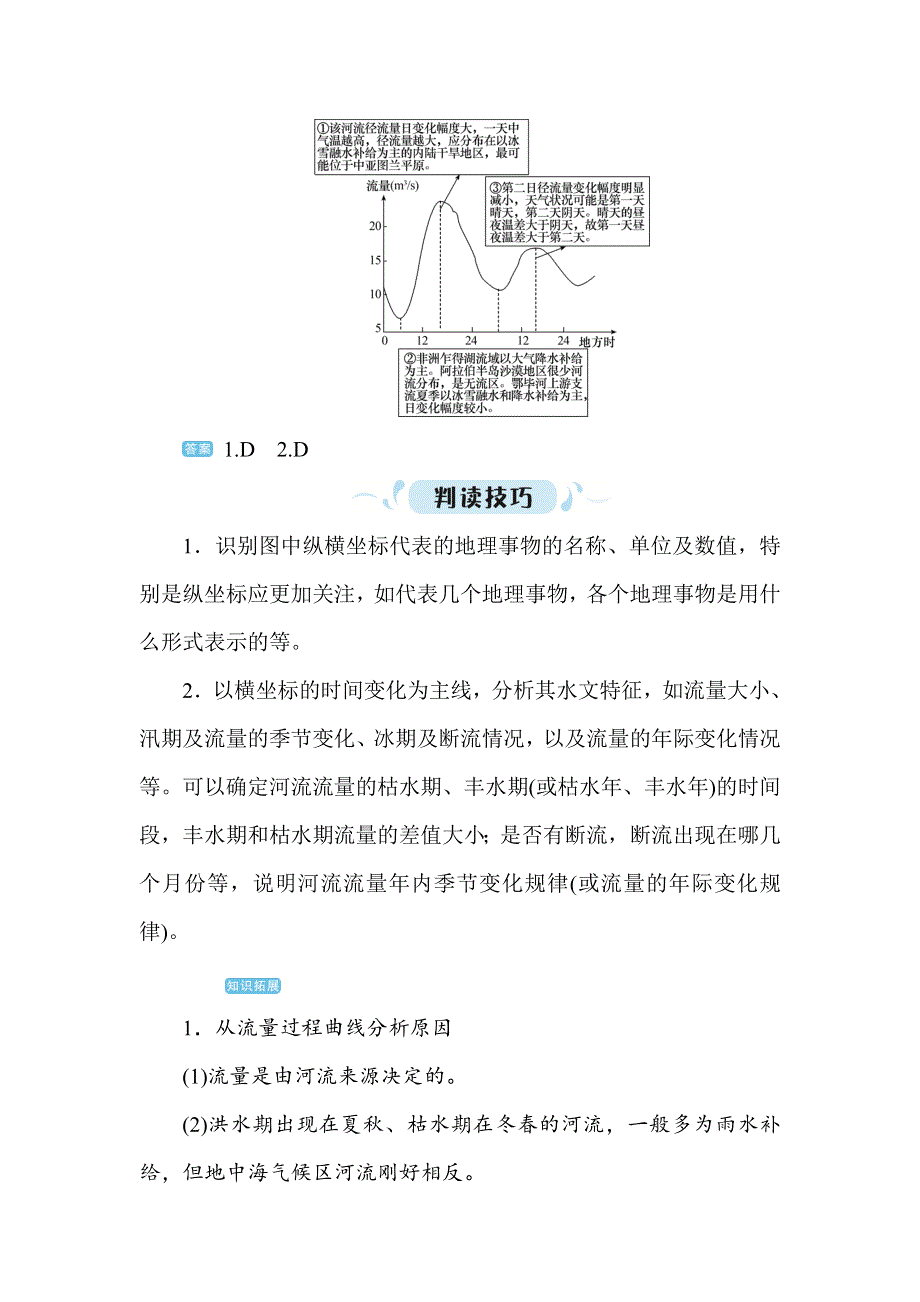 2020版高考地理一轮总复习精练：第三章 常考图形的判读（五）　河流流量过程曲线图 WORD版含解析.doc_第2页