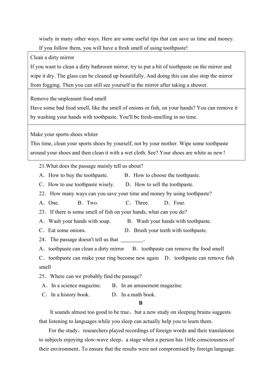 云南省昆明市禄劝县第一中学2019-2020学年高二上学期期中考试英语试卷 WORD版含答案.doc_第3页