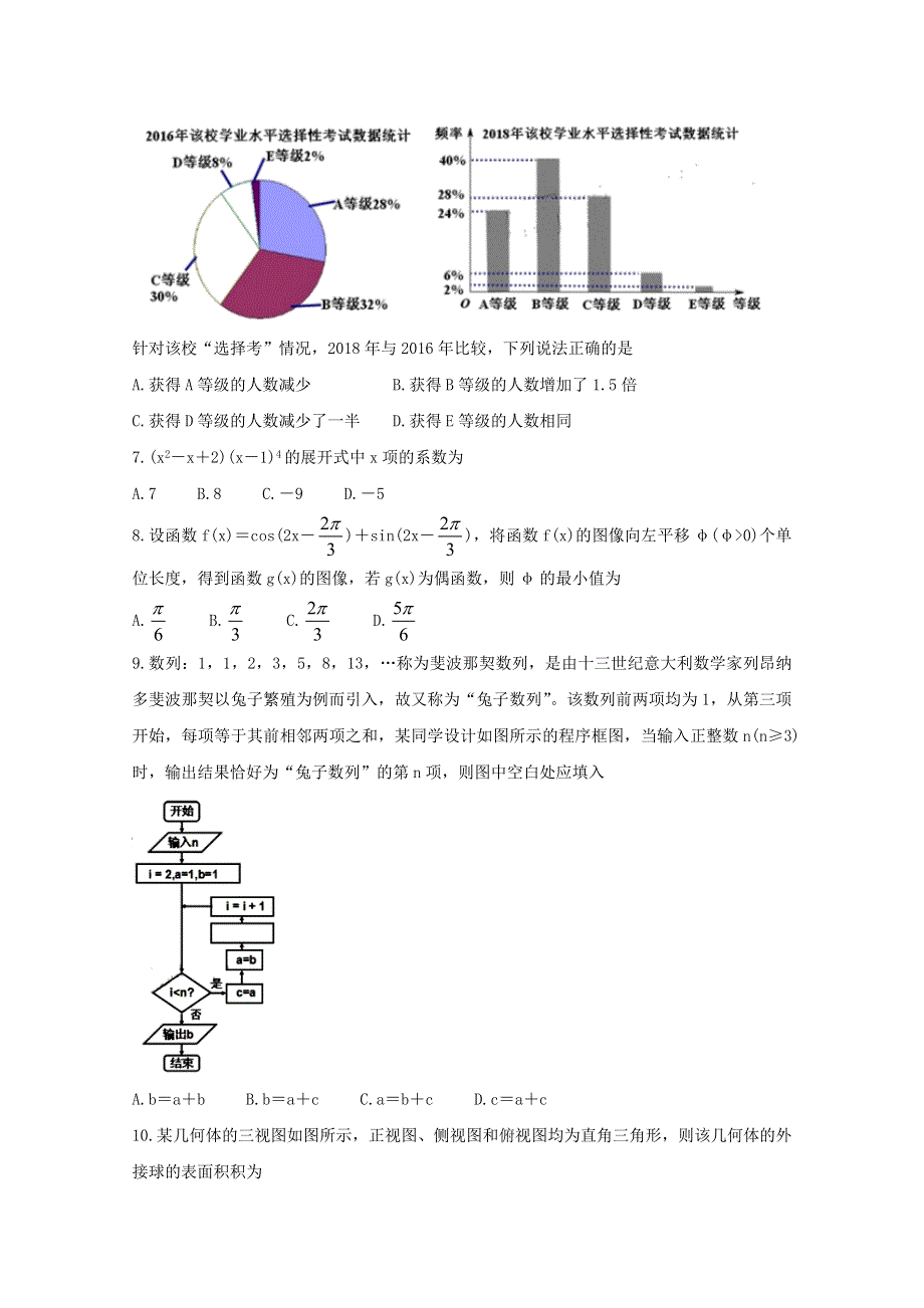 四川省内江市2020届高三数学3月网络自测试题 理.doc_第2页