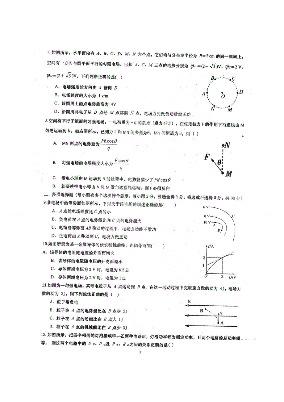 四川省仁寿第一中学北校区2020-2021学年高二上学期期中考试物理试题 扫描版含答案.doc_第2页
