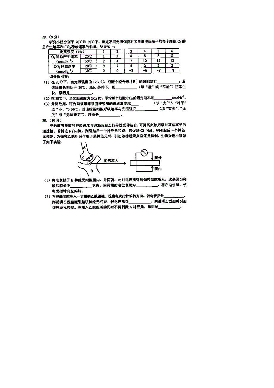 云南省昆明市2015届高三复习质量检测（二）理综生物试题 扫描版含答案.doc_第3页