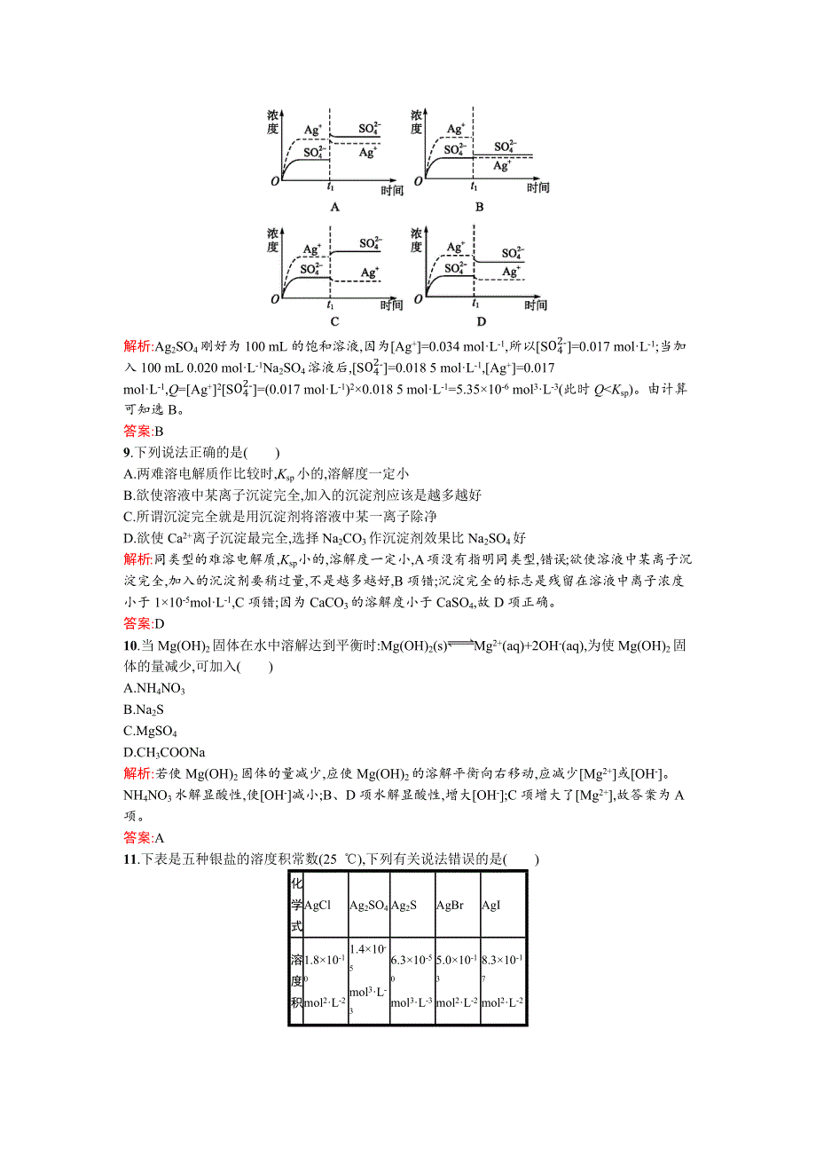 《南方新课堂》2015-2016学年高二化学鲁教版选修4课时训练16沉淀溶解平衡 WORD版含解析.docx_第3页