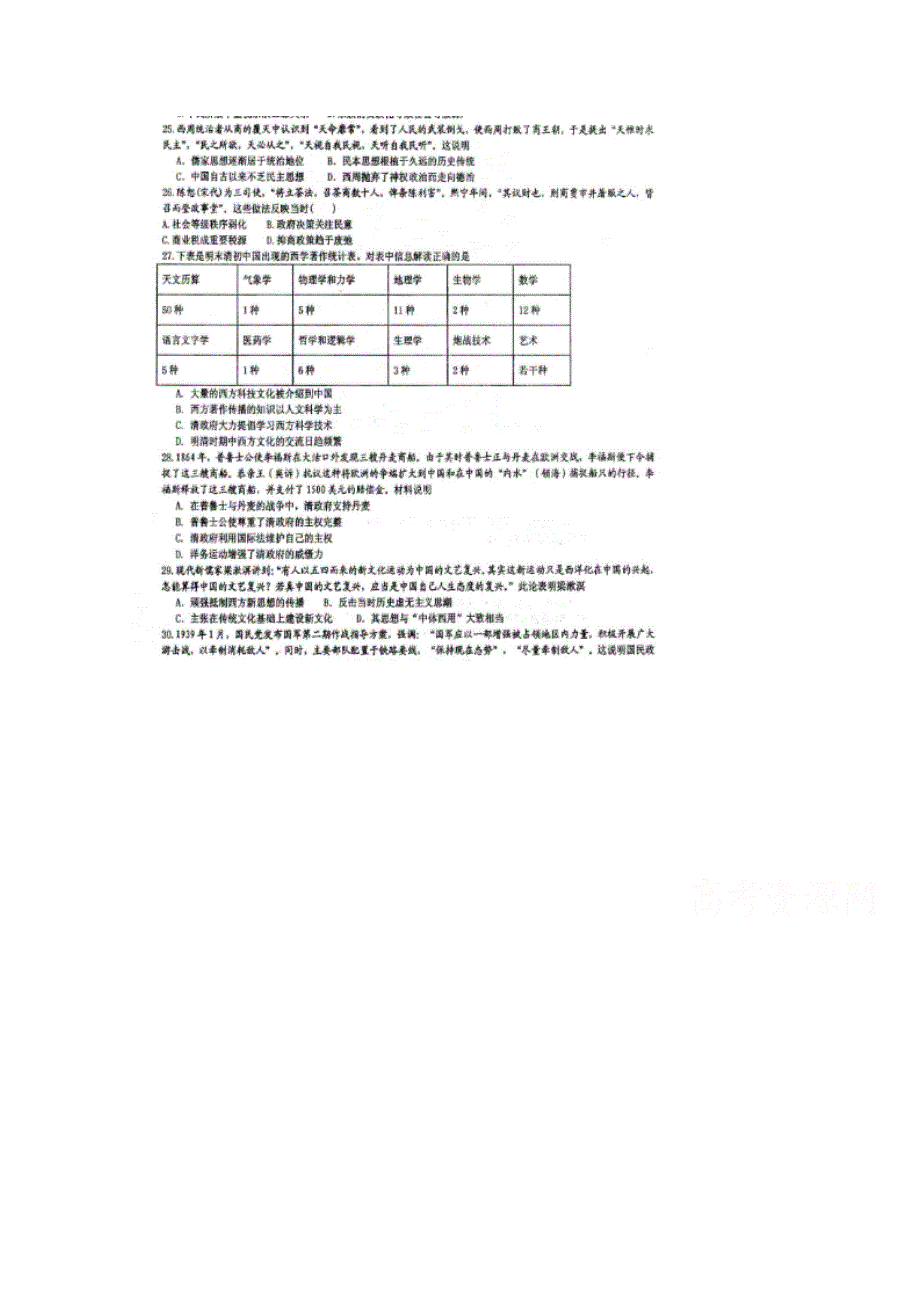 四川省仁寿第一中学校北校区2019届高三12月月考历史试题 扫描版含答案.doc_第1页