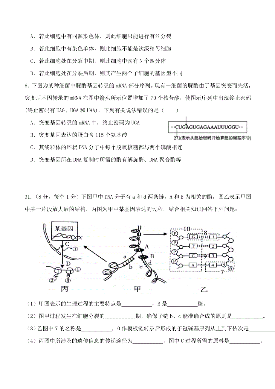 四川省仁寿第一中学校北校区2020-2021学年高二生物下学期期末模拟考试（6月月考）试题.doc_第2页