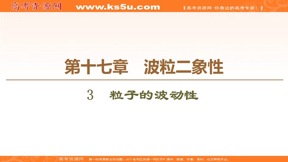 2019-2020学年人教版物理选修3-5课件：第17章 3　粒子的波动性 .ppt_第1页