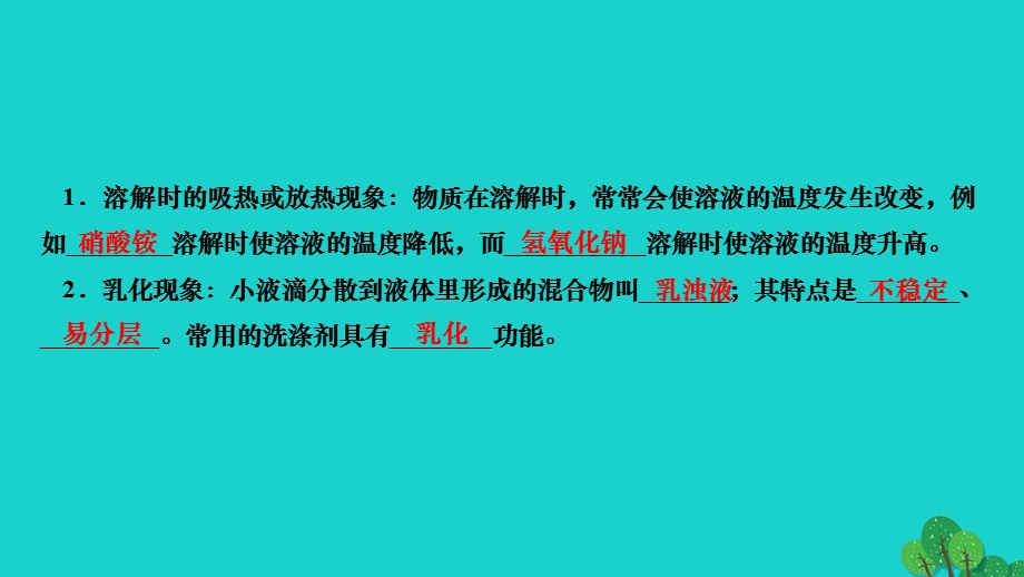 2022九年级化学下册 第九单元 溶液课题1 溶液的形成 第2课时 溶解时的热量变化、乳化现象作业课件（新版）新人教版.ppt_第3页