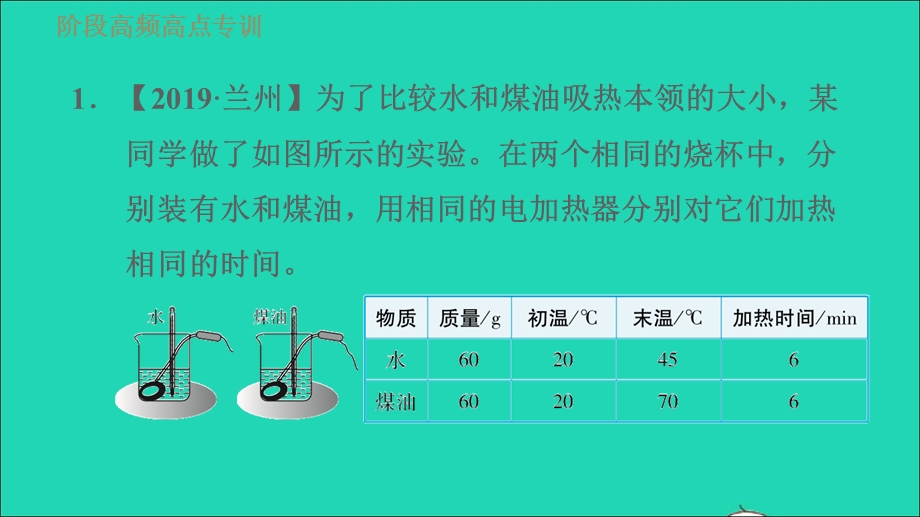 2021九年级物理全册 第13章 内能阶段高频考点专训1 探究物质的吸热能力习题课件（新版）新人教版.ppt_第3页