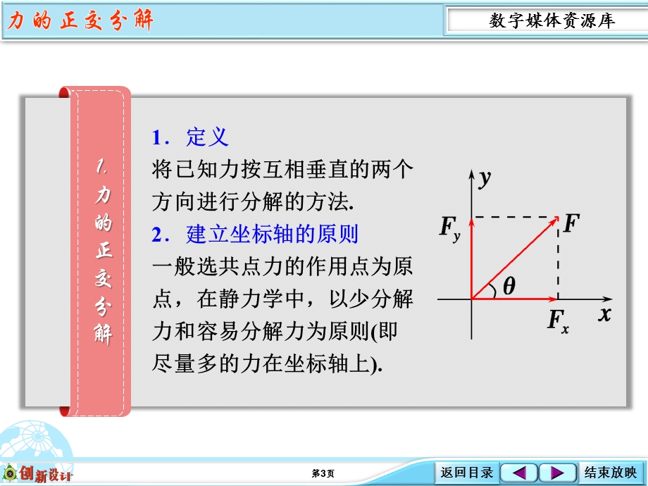 2016届《创新设计》高考物理（广东专用）大一轮复习精讲课件：数字资料包 2-06-2-思想方法：力的正交分解法 .ppt_第3页