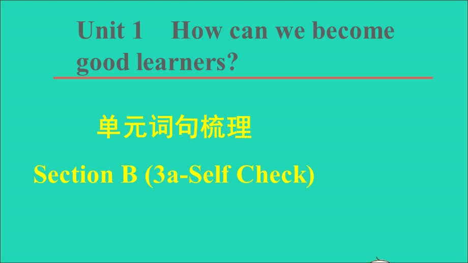 2021九年级英语全册 Unit 1 How can we become good learners单元词句梳理Section B（3a-Self Check)课件（新版）人教新目标版.ppt_第1页