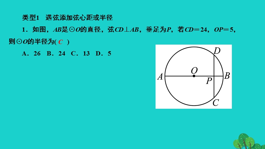 2022九年级数学上册 第二十四章 圆专题训练(十三) 与圆的基本性质有关的辅助线作法作业课件 （新版）新人教版.ppt_第2页