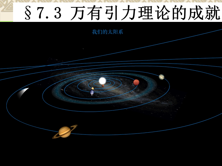 2020-2021学年人教版物理必修二新教材课件：7-3 万有引力理论的成就.ppt_第1页