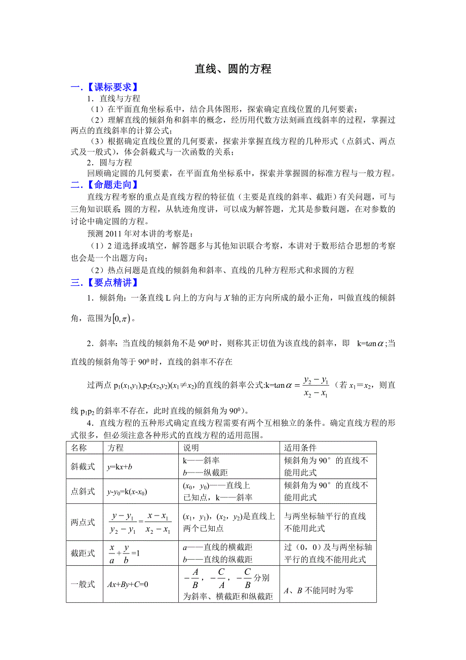 [原创] 预测2011届高考数学：36直线、圆的方程.doc_第1页