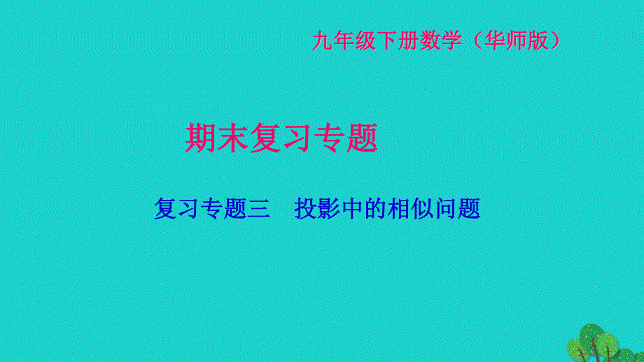 2022九年级数学下册 期末专题复习三 投影中的相似问题作业课件（新版）华东师大版.ppt_第1页