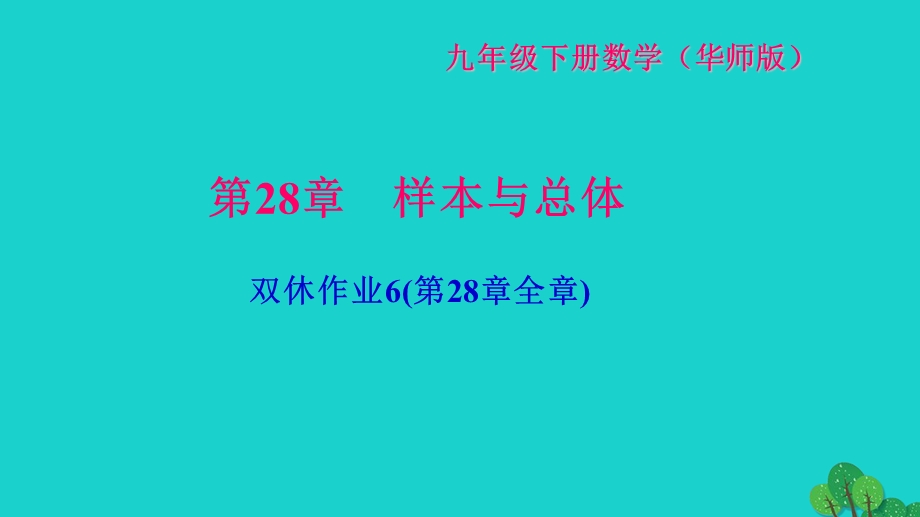 2022九年级数学下册 双休作业6(第28章全章)作业课件（新版）华东师大版.ppt_第1页