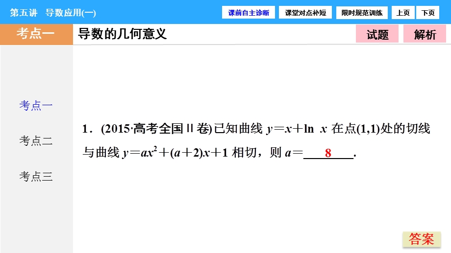 2017届高三数学（理）高考二轮复习（书讲解课件）第一部分 专题一 第五讲　导数应用（一） WORD版含解析.ppt_第2页