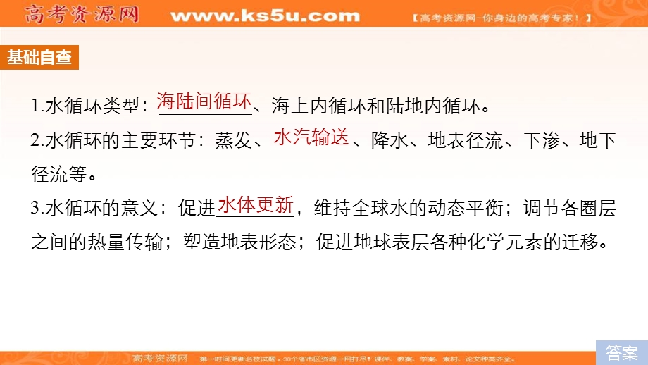 2018届高考地理二轮专题复习课件：专题十七 微专题11　水循环与河流补给 .ppt_第2页