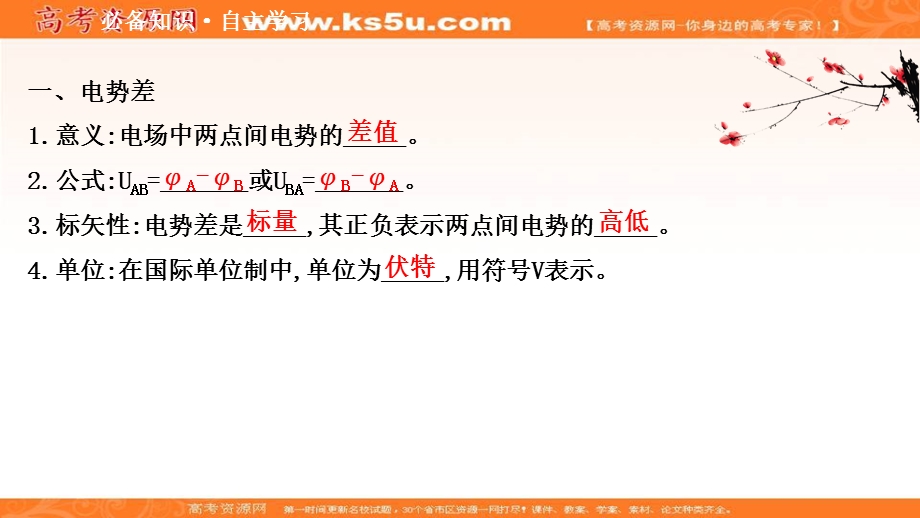 2020-2021学年人教版物理高中选修3-1课件：第一章 5 电势差 .ppt_第3页