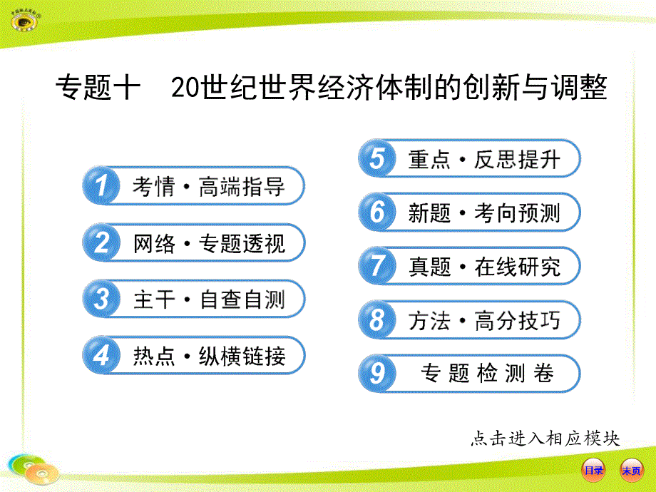 2013届高三历史二轮专题复习课件：专题十 20世纪世界经济体制的创新与调整.ppt_第1页