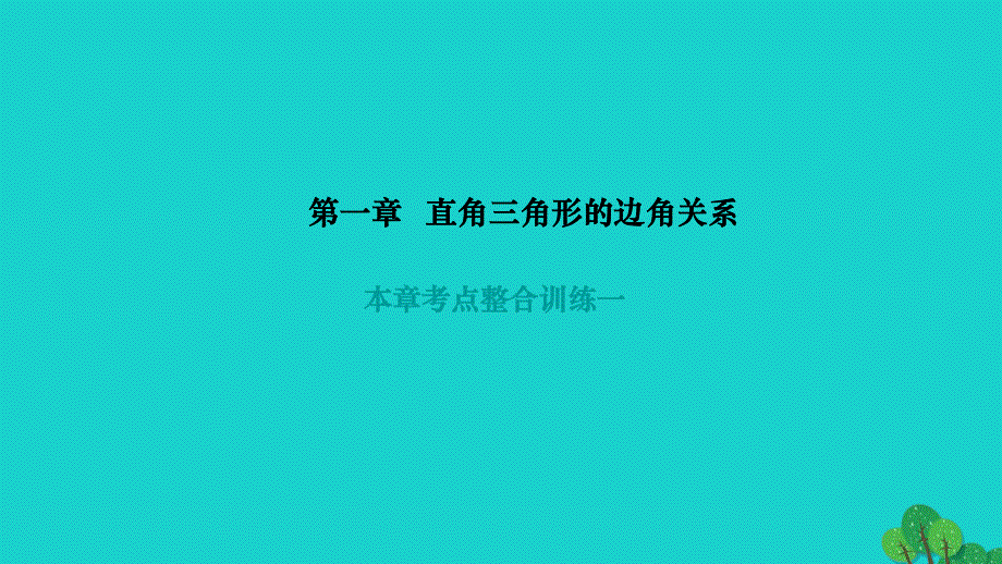 2022九年级数学下册 第一章 直角三角形的边角关系本章考点整合训练一作业课件（新版）北师大版.ppt_第1页