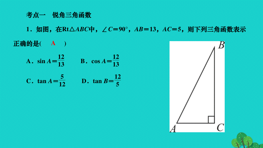 2022九年级数学下册 第一章 直角三角形的边角关系本章考点整合训练一作业课件（新版）北师大版.ppt_第2页