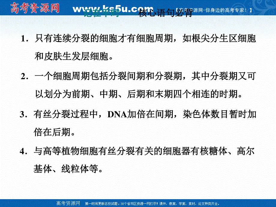 2020-2021学年人教版生物学必修1同步课件：第六章 第1节 第1课时 细胞周期与植物细胞的有丝分裂 .ppt_第3页