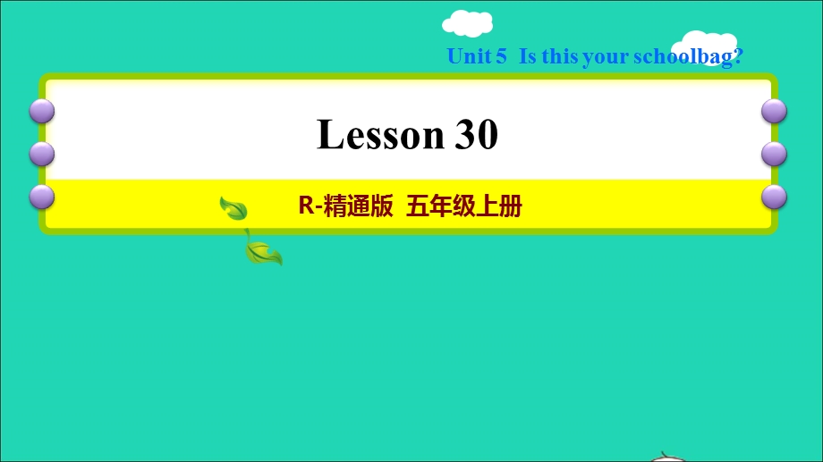 2021五年级英语上册 Unit 5 Is this your school bag Lesson 30习题课件 人教精通版（三起）.ppt_第1页