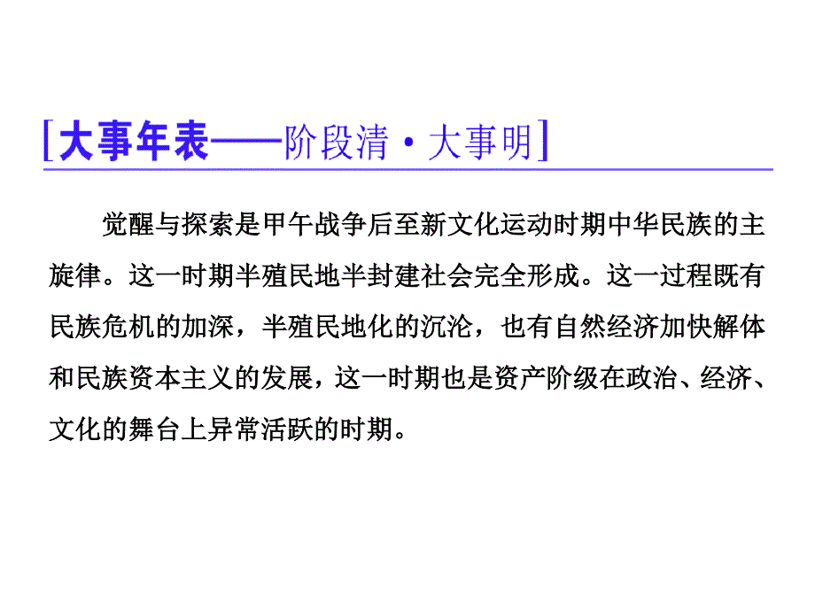 2016届高三历史二轮复习课件 第一部分 模块二　工业文明时代的中国和世界 第2步 通史整合(二) 甲午中日战争后的中国——近代中国的觉醒和探索.ppt_第2页