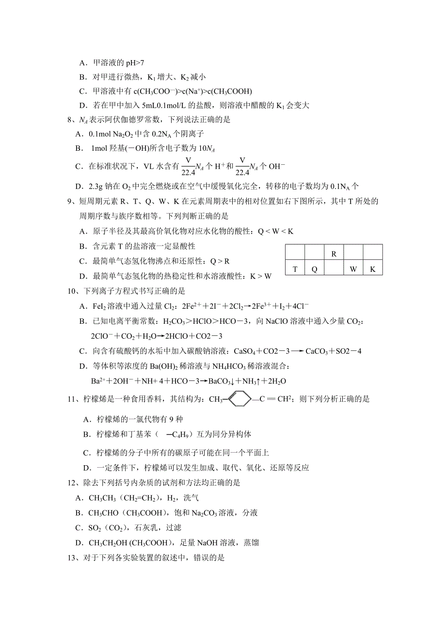 上海市三林中学2014届高三化学寒假作业检测试题 WORD版无答案.doc_第2页