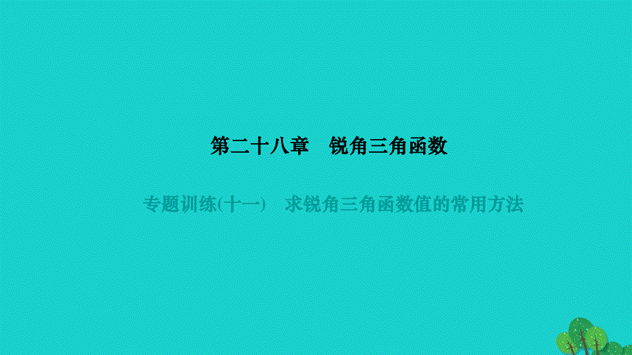 2022九年级数学下册 第二十八章 锐角三角函数专题训练(十一)求锐角三角函数值的常用方法作业课件（新版）新人教版.ppt_第1页