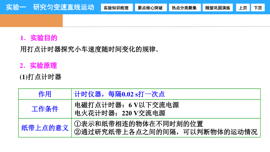 2017届高三物理新课标一轮复习课时练课件：实验1 研究匀变速直线运动 .ppt_第2页