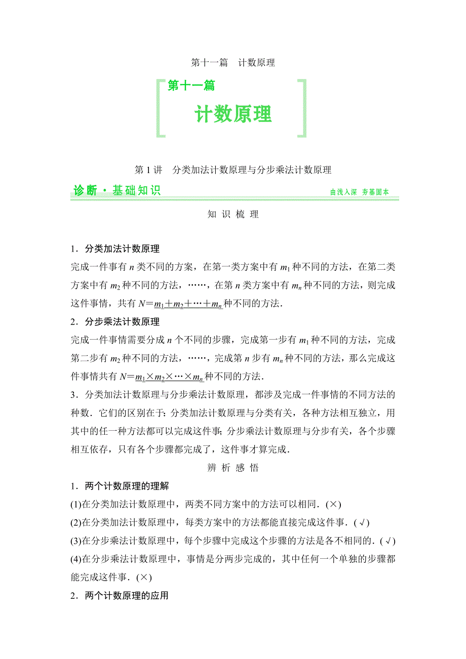 2015高考数学（苏教理）一轮配套文档：第11篇 计数原理.doc_第1页