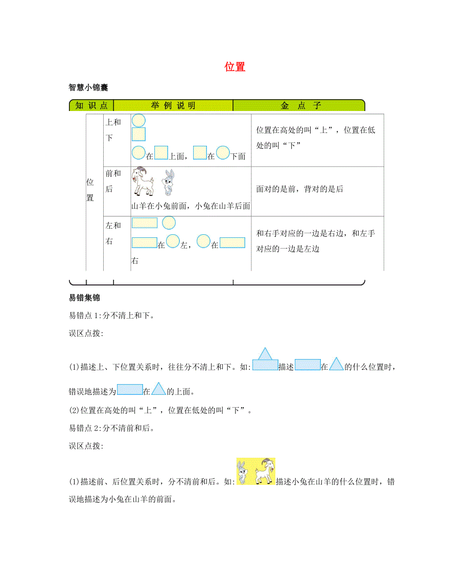 一年级数学下册 2 位置知识清单素材 西师大版.docx_第1页