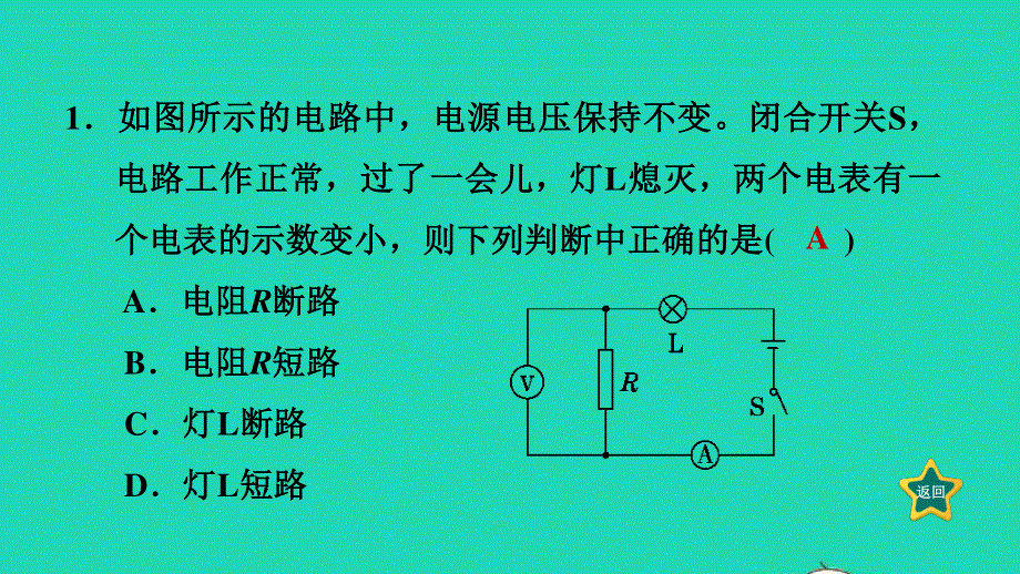 2022九年级物理上册 第5章 欧姆定律专题训练 8电路故障分析习题课件 （新版）教科版.ppt_第3页