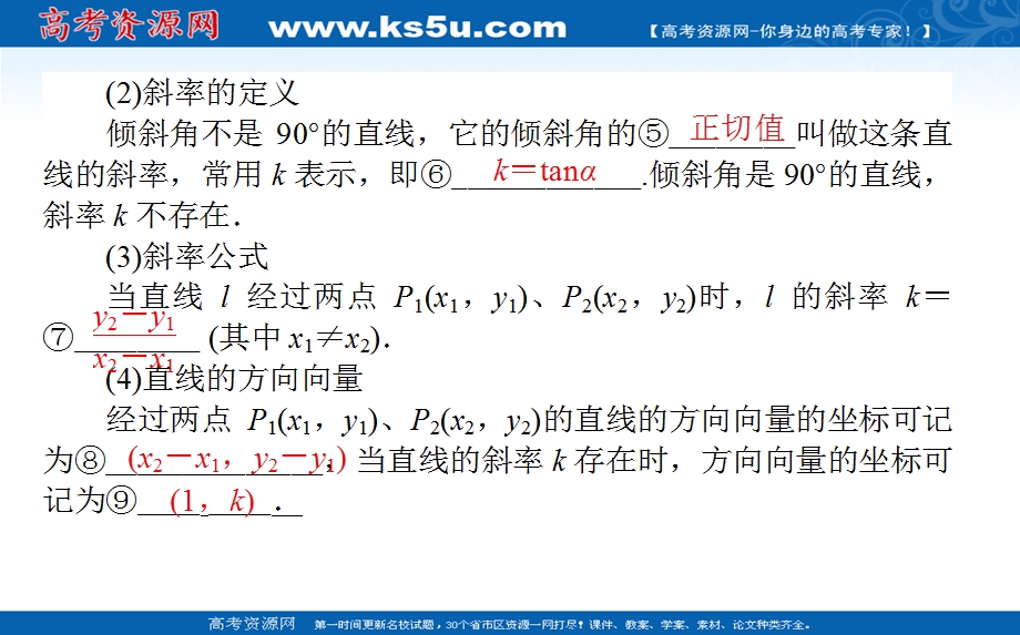 2021全国统考数学（文）人教版一轮课件：9-1 直线的倾斜角与斜率、直线的方程 .ppt_第3页