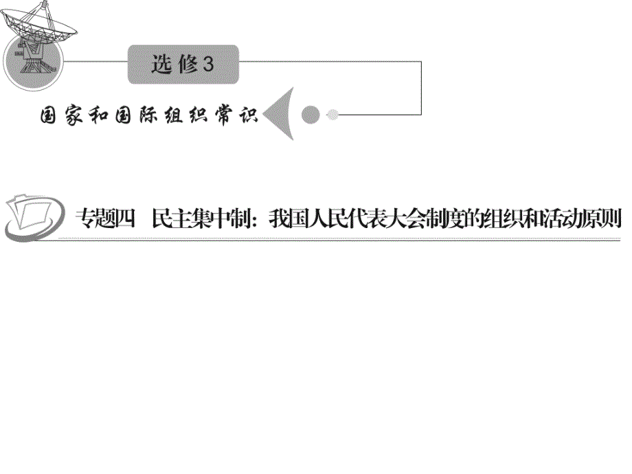 2012届高三政治二轮复习课件：专题四 民主集中制：我国人民代表大会制度的组织和活动原则（新人教选修3）.ppt_第1页