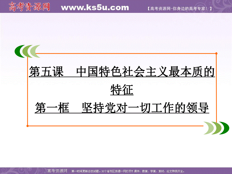 2019-2020学年人教版高中政治必修二（教材修改后）学练测课件：第3单元 第5课 第1框　坚持党对一切工作的领导 .ppt_第2页