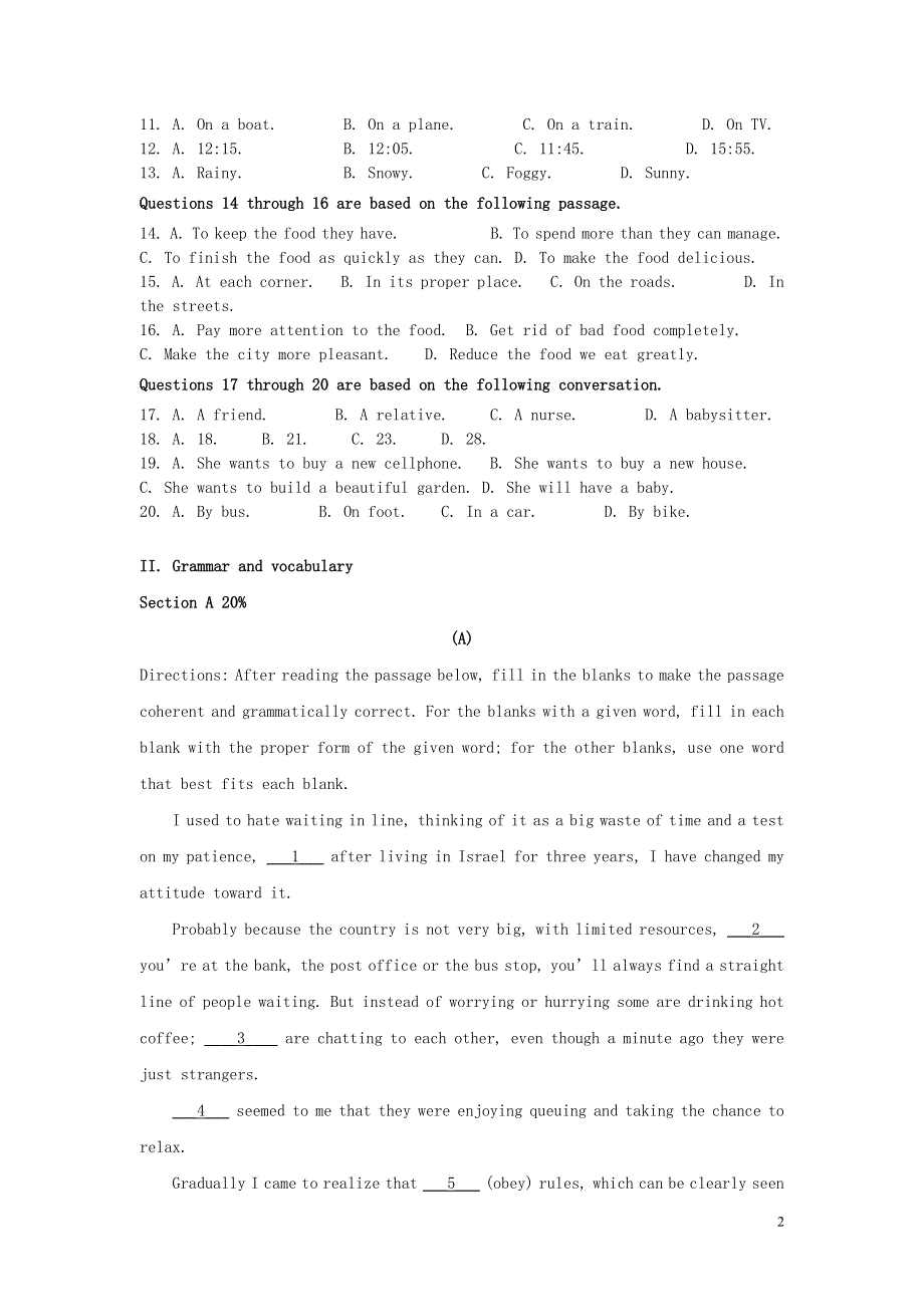 上海市中原中学2020-2021学年高一英语上学期期中试题（含解析）.doc_第2页