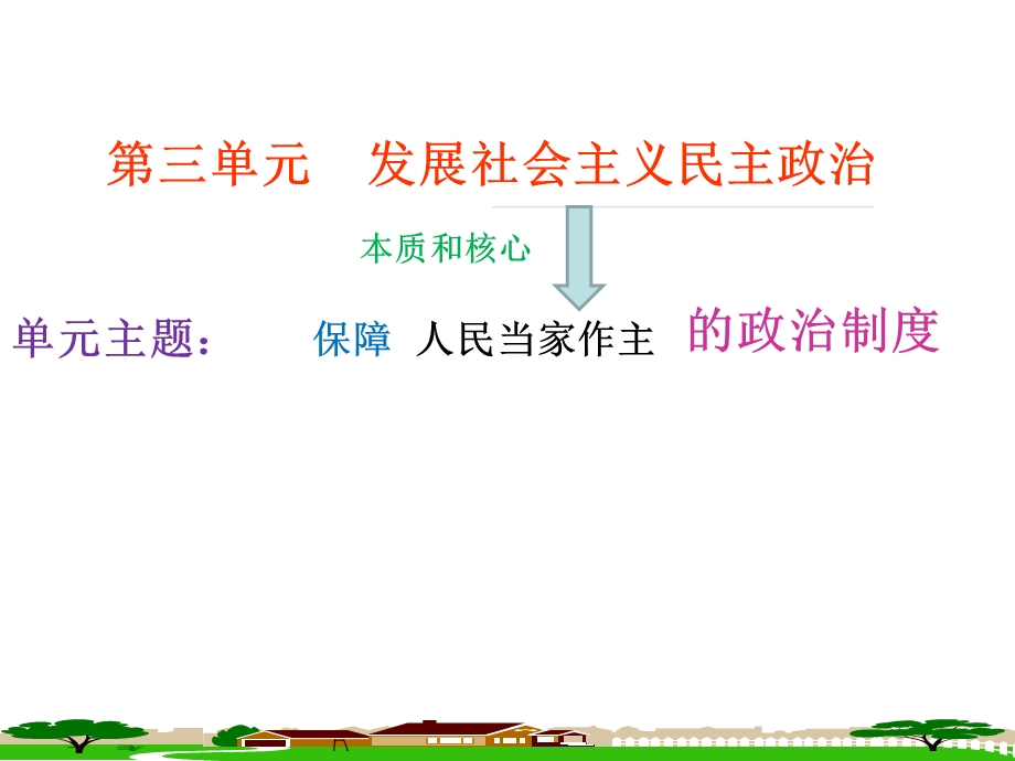 2012届高三政治二轮复习课件：第三单元 发展社会主义民主政治（新人教必修2）.ppt_第1页