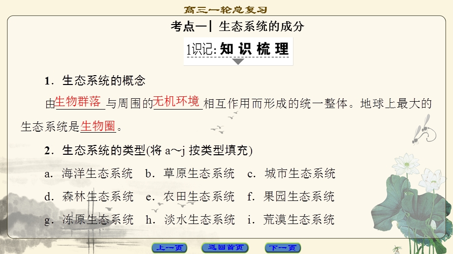 2018届高三生物（人教版）一轮复习课件：必修3 第9单元 第3讲　生态系统的结构 .ppt_第2页