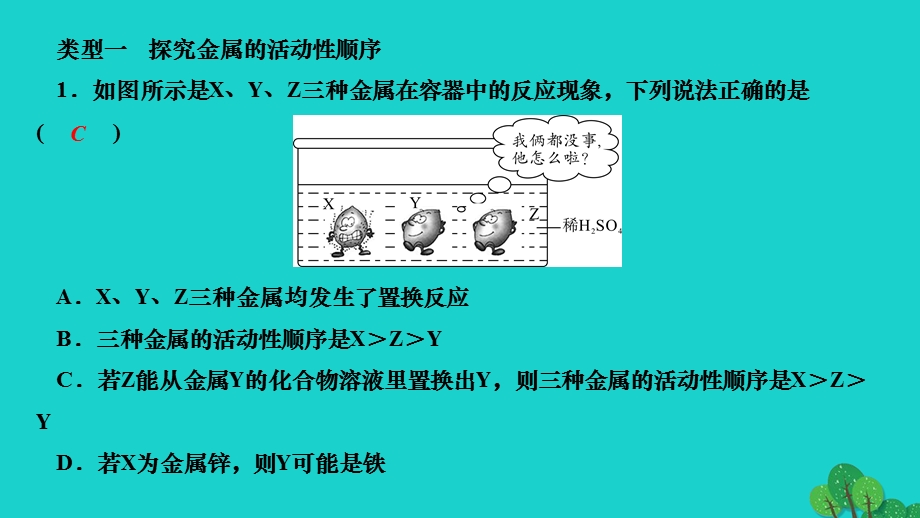 2022九年级化学下册 第八单元 金属和金属材料专题训练一 金属的活动性顺序作业课件（新版）新人教版.ppt_第2页