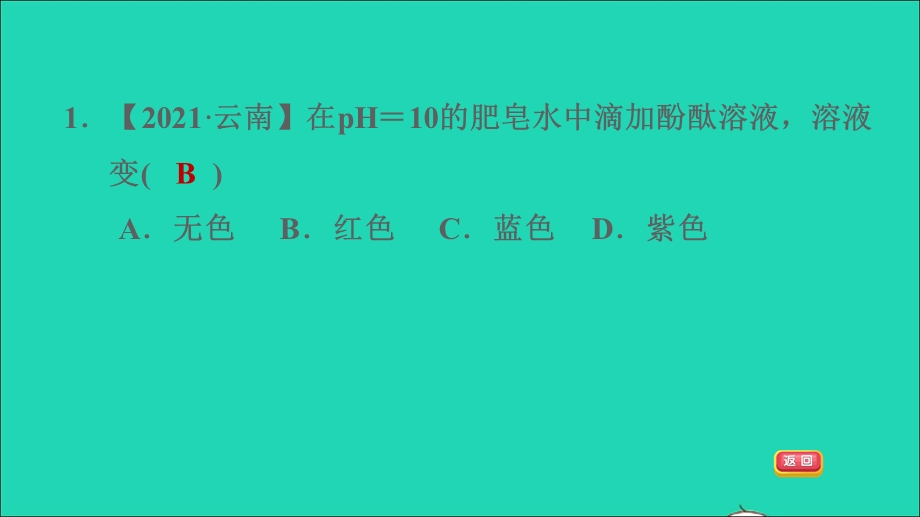 2022九年级化学下册 第八章 常见的酸、碱、盐实验六 溶液酸碱性检验与酸、碱的化学性质习题课件（新版）粤教版.ppt_第3页