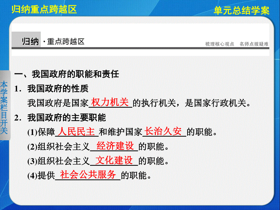 2015-2016学年高一政治人教版必修2课件：第二单元 为人民服务的政府 单元总结 .ppt_第2页