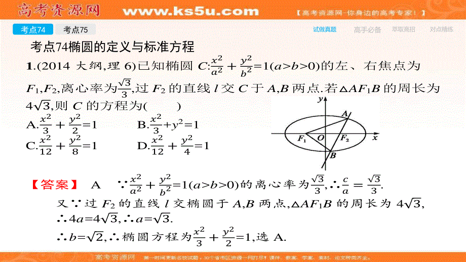 2018届高考数学（理）一轮（课标通用）复习课件（高手必备+萃取高招）：32椭圆 .ppt_第3页