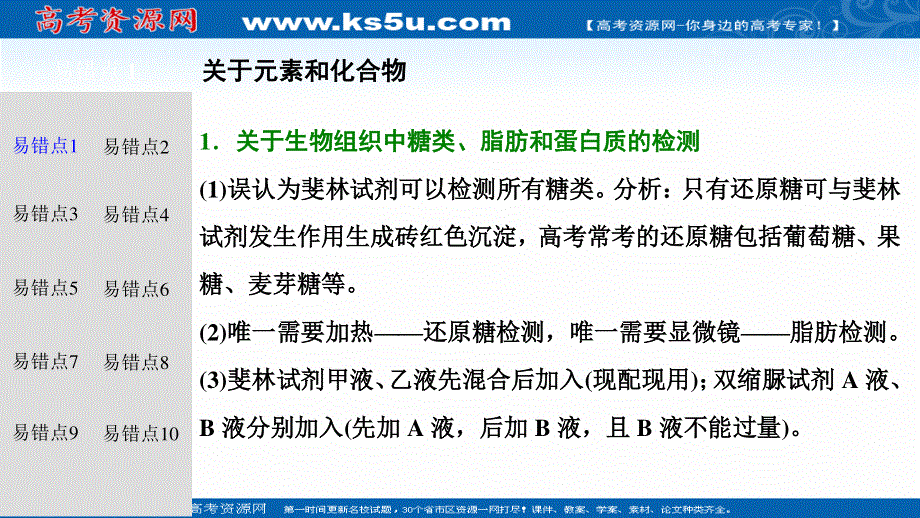 2017届高三生物（人教版）高考二轮复习（书讲解课件）第二部分专题三　易错易混要辨清 （共72张PPT）.ppt_第2页