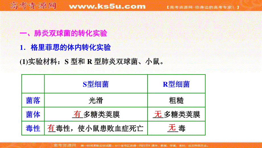 2017届高三生物（人教版）高考一轮复习课件：第六单元 第一讲　DNA是主要的遗传物质 .ppt_第2页