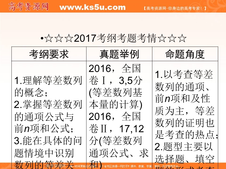 2018届高考数学（理）大一轮复习顶层设计课件：5-2等差数列 .ppt_第3页