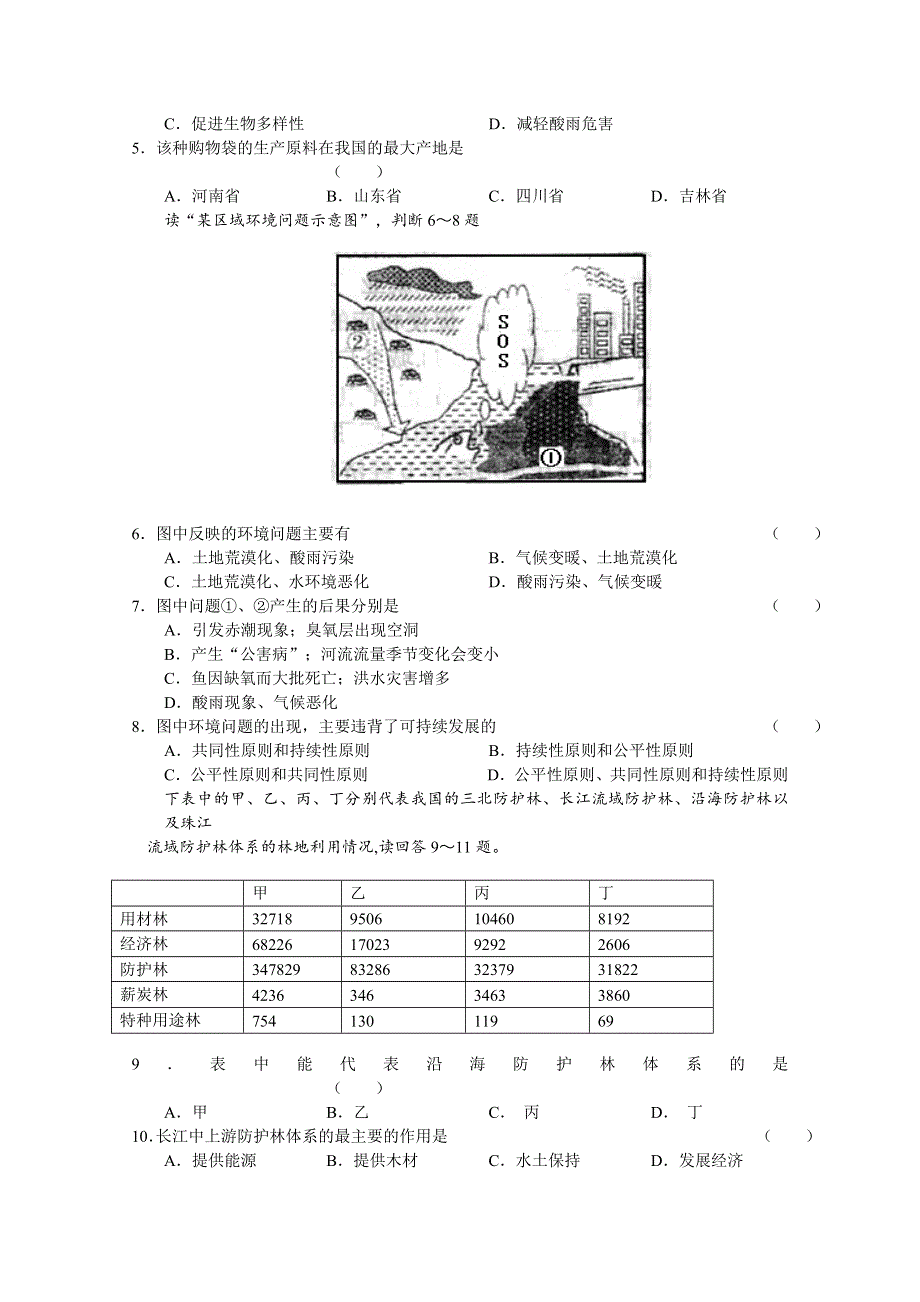 11-12学年度高二上学期单元测试（4）地理试题（含答案）.doc_第2页